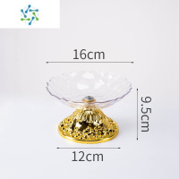 三维工匠欧式简约塑料水果盘KTV酒吧家用客厅茶几零食干果点心盘子糖果盆 透明 小号16cm+金底座