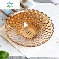 三维工匠水果盘北欧风格个性创意家用 客厅茶几干果盘糖果盘水晶玻璃果盘 金色小号平盘(直径24cm)