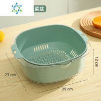 三维工匠加厚双层沥水篮厨房洗菜盆水果篮洗菜篮滤水篮菜篮子洗菜洗水果盘 大容量双层-蓝色[特厚]