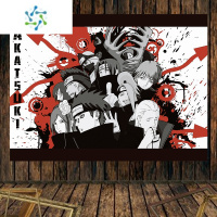 三维工匠火影忍者晓组织背景布ins风挂布墙布背景墙床头布置墙壁卧室画布装饰画