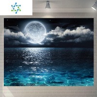 三维工匠月亮星空背景布ins挂布房间画布客厅挂毯床头背景墙网红卧室墙布装饰画