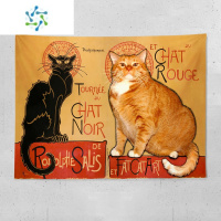 三维工匠复古猫咪背景布 油画艺术挂布卧室墙布租房改造宿舍装饰画挂毯ins