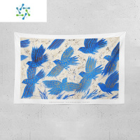 三维工匠ins克莱因蓝色自制挂布 和平鸽法式复古背景布卧室宿舍装饰海报画装饰画