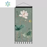 三维工匠中式荷花布艺挂画挂布背景布中国风禅意挂毯墙上卧室客厅玄关装饰装饰画