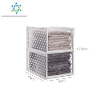 三维工匠衣柜收纳分层器隔板衣橱隔断抽屉式拉衣服衣物置物架整理盒篮子 两个装-34面宽高款[深46*宽34*高49整理隔板