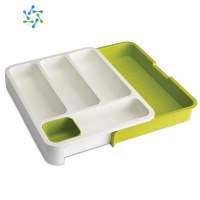 三维工匠joseph可伸缩厨房抽屉整理盒餐具收纳盒分隔板刀叉筷子置物架 绿色 可伸缩整理隔板