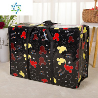 三维工匠特大搬家手提袋加厚超大储物行李打包收纳袋尼龙旅行编织袋卡通 黑色 黑色米奇 特大号78.28.50