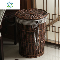 三维工匠收纳筐脏衣篮藤编脏衣服收纳筐带盖脏衣篓杂物收纳框柳编篮子收纳篮