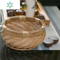 三维工匠水果筐家用编织藤编篮子厨房桌面藤篮收纳筐零食杂物筐圆形馒头筐收纳篮