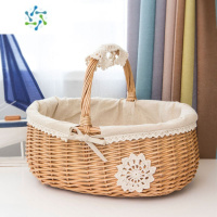 三维工匠收纳筐藤编柳编收纳篮零食提篮购物篮摄影储物筐野餐篮水果篮花篮