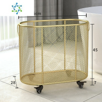 三维工匠北欧浴室收纳篮洗衣脏衣篮 轻奢脏衣篓子家用ins风衣服收纳筐金色