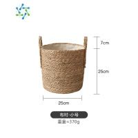 三维工匠手工编织草编收纳筐带提手脏衣筐衣服篮子衣娄民宿装饰田园风花盆收纳篮