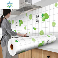 三维工匠厨房防油贴纸防火墙贴防水防潮橱柜瓷砖墙纸自粘铝箔纸灶台 夏日青柠[3米长*60cm高]送刮板