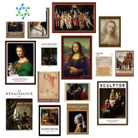 三维工匠15张小清新ins风墙贴保持快乐墙面装饰卡片寝室装扮明信片相框画 一套15张送圆点贴(文艺复兴) 中