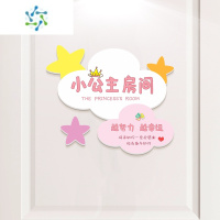 三维工匠小公主房间装饰布置 女孩儿童房创意卧室门墙面墙贴立体门贴门牌 小女孩房墙贴-7(整体40*34m) 小