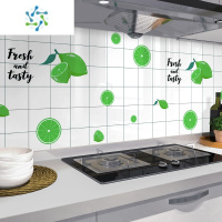 三维工匠厨房防油贴纸灶台用防水防潮瓷砖墙纸黑白格自粘墙贴 青柠檬 60厘米宽*5米长