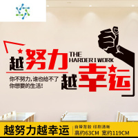 三维工匠励志墙纸自粘办公室教室企业文化墙面装饰标语团队激励墙贴画贴纸 越努力越幸运 大