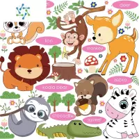 三维工匠卡通幼儿园墙贴画儿童房卧室装饰贴纸早教动物窗户自粘网红创意 动物集合(一个个贴) 中