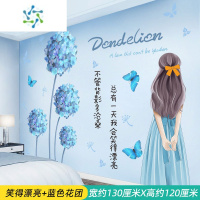 三维工匠墙纸自粘卧室床头背景墙墙壁墙贴纸网红房间装饰图案墙上遮丑贴画 笑得漂亮+蓝色花团 大