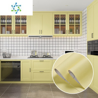 三维工匠纯色厨房橱柜门墙贴防水墙纸自粘防油厨柜冰箱衣柜子家具翻新贴纸 加厚-米黄[60cmx2米] 大