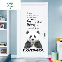 三维工匠小清新墙贴可爱卡通猫咪树枝儿童房墙面装饰贴纸幼儿园背景墙自粘 熊猫门贴 中