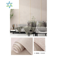 三维工匠软装墙板自粘墙布软包床头装饰墙纸立体加厚亚麻壁布电视背景墙贴 浅咖色 长2.8米 宽65厘米 大