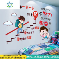 三维工匠女孩儿童房间卧室床头布置励志墙贴纸自粘墙纸装饰画学习墙面贴画 成功的阶梯一步一步往上爬+你凭什么不努力又什么都想
