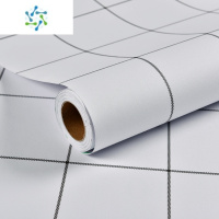 三维工匠柜子橱柜门贴翻新贴纸自粘壁纸防水踢脚线墙贴家具原木纹改色墙纸 [白格子]60cm宽5米长 中