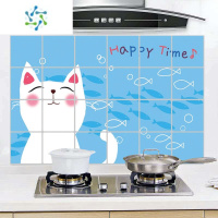三维工匠厨房防油贴纸防水自粘家用瓷砖墙面灶台防油污橱柜防潮墙贴 60*90cm:小白猫(3张装) 大