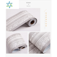 三维工匠客厅卧厨房卫生间浴室踢脚线腰线贴PVC自粘墙纸装饰墙贴壁纸防水 浅灰色 银白复古-精雕 超大