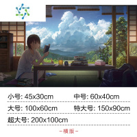 三维工匠二次元墙贴动漫风景海报学生宿舍卧室超大唯美壁画贴纸定制自粘 乳白色 153-风景 中