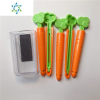 三维工匠拆快递小刀冰箱贴 磁贴胡萝卜小剪刀计时器双黄蛋卡通装饰贴磁铁 胡萝卜封口夹五支带盒子 大墙贴