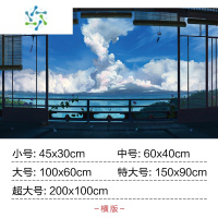 三维工匠二次元墙贴动漫风景海报学生宿舍卧室超大唯美壁画贴纸定制自粘 白色 154-风景 超大