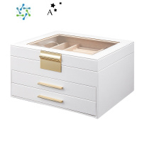 三维工匠首饰盒2022新款收纳盒戒指项链耳环手饰品轻奢结婚三金珠宝盒饰品盒