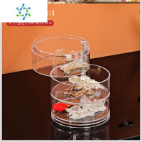 三维工匠透明化妆品防尘可旋转头绳盒饰品粉扑展示架耳钉手项链耳坠收纳盒饰品盒