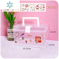 三维工匠桌面收纳盒透明小盒子手帐化妆品饰品美甲头饰放吧唧指甲油塑料筐饰品盒