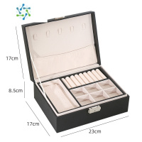 三维工匠带锁珠宝首饰盒公主欧式韩国木质饰品盒耳环耳钉简约双层收纳盒