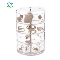 三维工匠透明旋转首饰盒头绳盒发夹饰品耳环架子多钉手项链耳坠收纳盒饰品盒