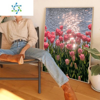 三维工匠郁金香花钻石画满钻客厅小件贴钻十字绣2022新款卧室简约现代北欧 [画+框八折]满钻/60*80CM/请备注框的