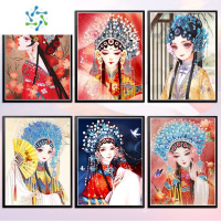 三维工匠2022新款钻石画满钻古风花旦客厅中式国潮戏曲5d点贴钻十字绣卧室 [折扇花旦]40*50厘米/满钻全贴