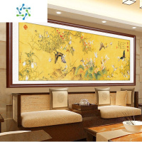 三维工匠十字绣2022新款线绣客厅大幅现代中式百蝶图国画名画手工自己绣花 古绢布[百蝶图]160×70CM 中格三股绣