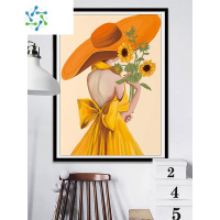 三维工匠金色芳华十字绣2022年新款线绣客厅卧室玄关向日葵少女手工自己绣 金色芳华]50X70厘米]丝线]中格]送工具包