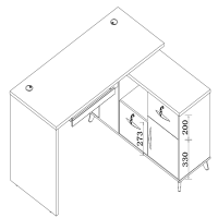 KT KST 定制 豪悦系列小班台(左右互换)经典胡桃+茄灰 2件套 带键盘架