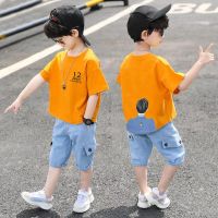 男童套装夏装2020新款儿童男童夏季中大童牛仔裤子+短袖T恤两件套