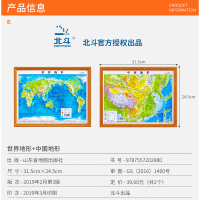 [直营]2019新版中国地形图世界地形图 3d立体凹凸地图 优质地图挂图30cm*23cm办公学生学习展示地理地貌地