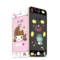 6s钢化膜7全屏覆盖8卡通彩膜6s软边可爱3dD9