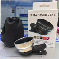 0.45x广角+微距二合一镜头银色|0.45广角手机镜头微距二合一套装手机拍照单反外置摄像头