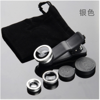 银色镜头送夹子(如遇断货颜色随机)|清手机外置三合一单反镜头自拍鱼眼广角微距镜头摄像头E6