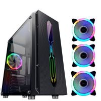 黑金9黑色(3个风扇)|机箱电脑台式机atx大板背部走线rgb灯光usb3.0上置电源电脑主机箱O4