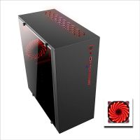 007黑3.0+1个红|黑石塔007白色大侧透办公游戏台式电脑主机空机箱usb3.0背走线M8